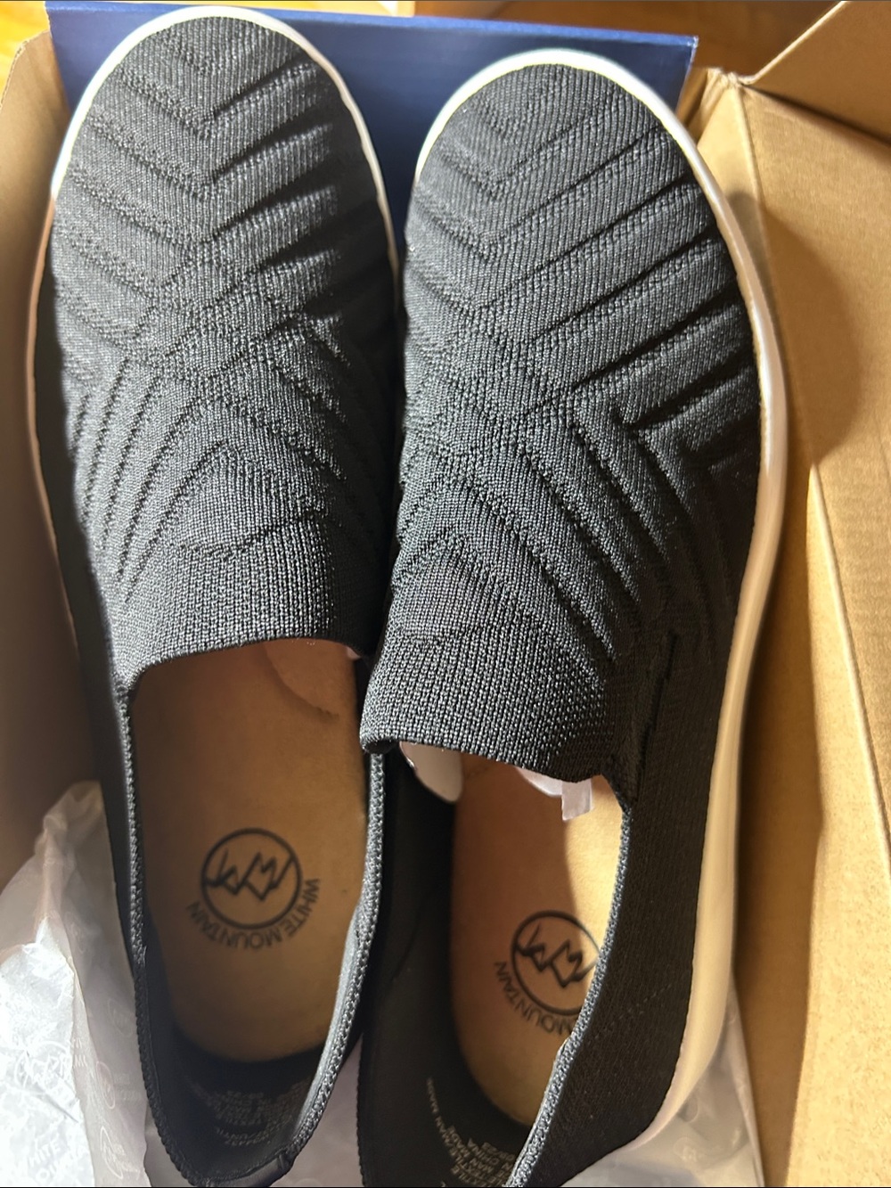 White Mountain Black Knit Slip-On Loafers